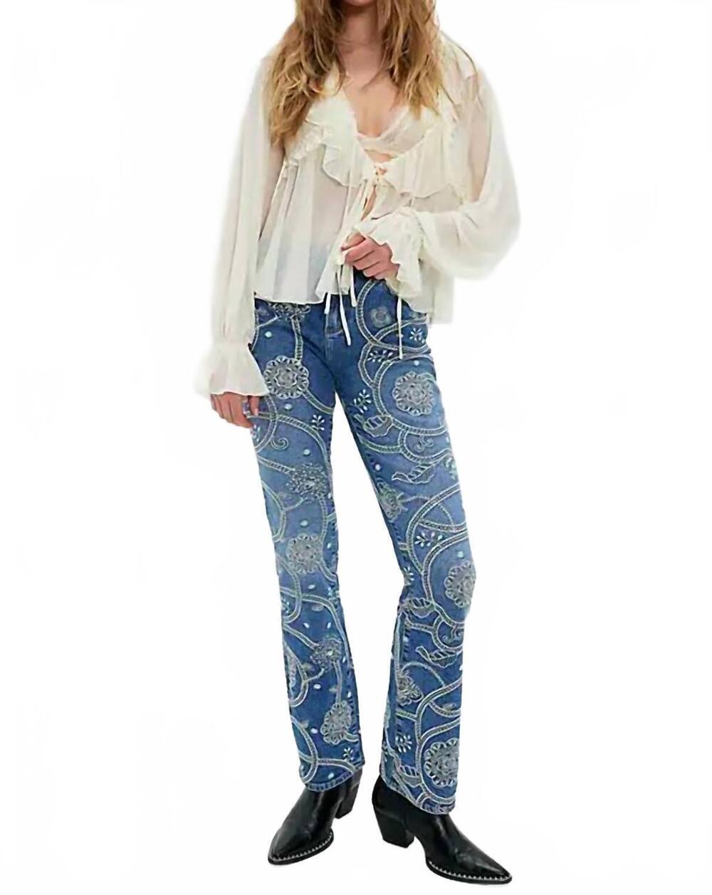 NEW DRIFTWOOD kelly embroidered bootcut jeans in piper petal